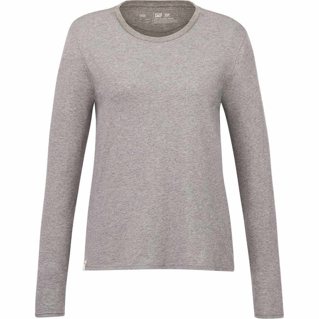 tentree Long Sleeve Tee in Fairtrade Organic Cotton for Women Transfer - ten Heather Grey - Front
