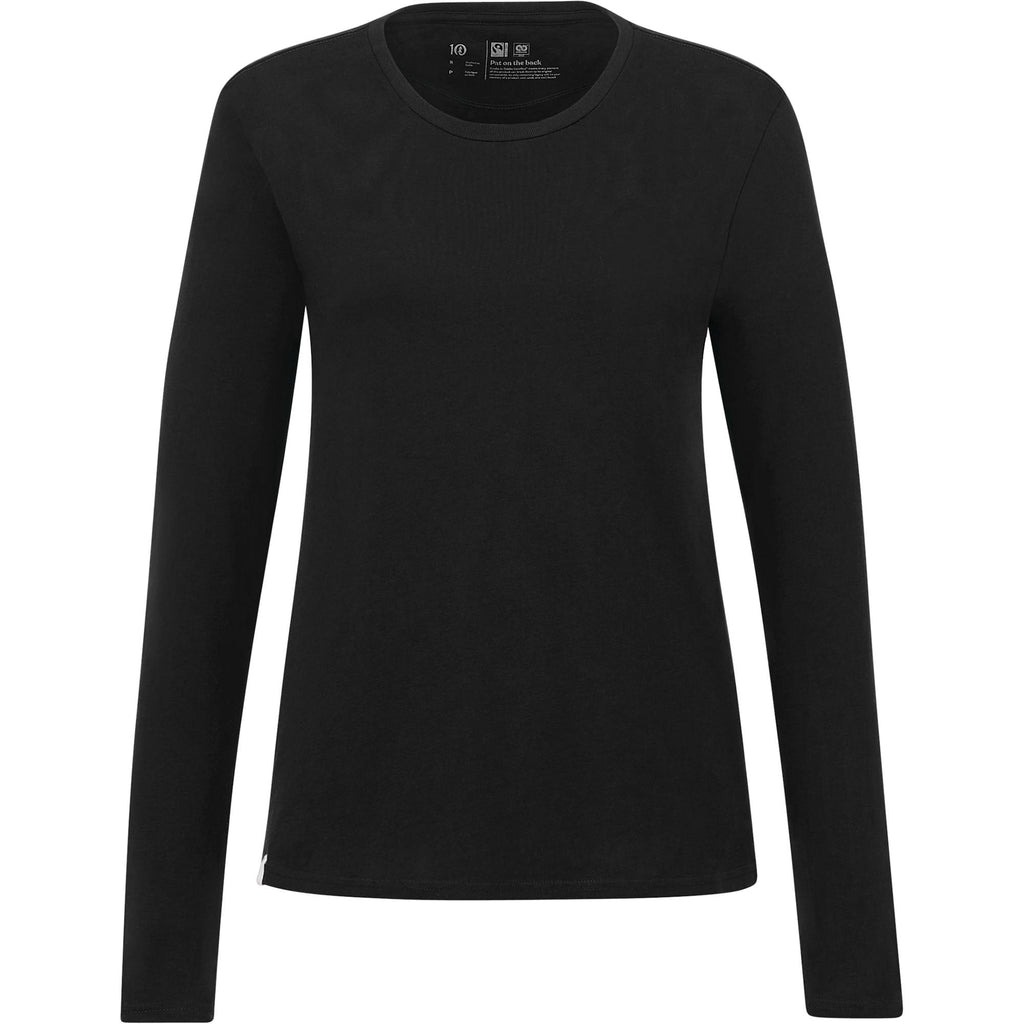 tentree Long Sleeve Tee in Fairtrade Organic Cotton for Women Transfer - ten Meteorite Black - Front