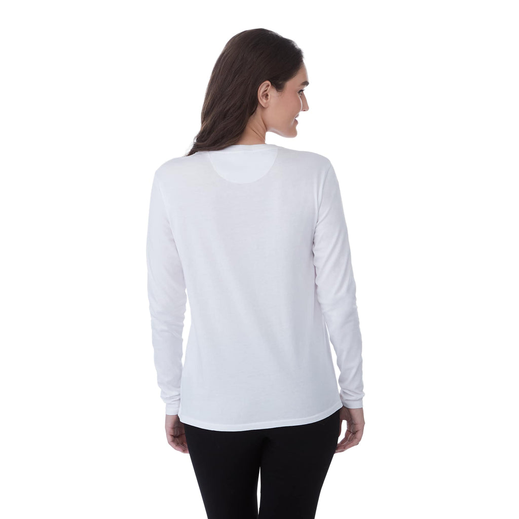 tentree Long Sleeve Tee in Fairtrade Organic Cotton for Women Transfer - ten White - Back On Model