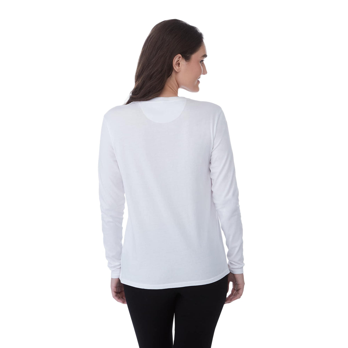 tentree Long Sleeve Tee in Fairtrade Organic Cotton for Women Transfer - ten White - Back On Model