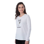 tentree Long Sleeve Tee in Fairtrade Organic Cotton for Women Transfer - ten White - Left Angle On Model