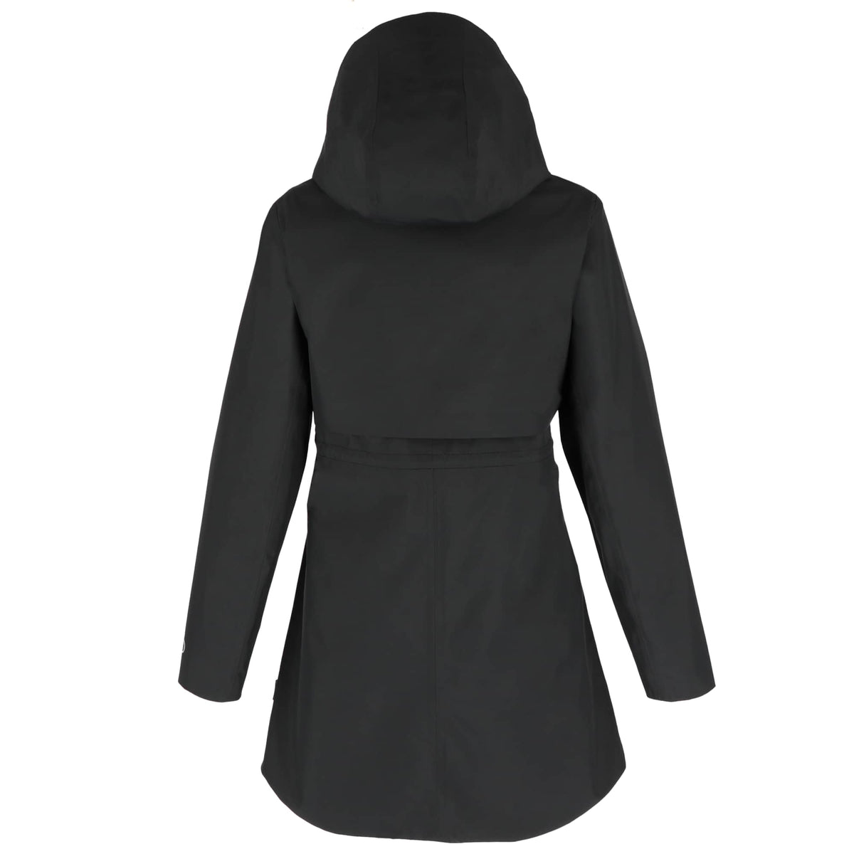 tentree Nimbus Long Waterproof Rain Jacket for Women Embroidery - ten Meteorite Black - Back