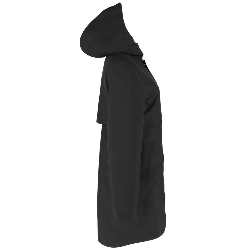 tentree Nimbus Long Waterproof Rain Jacket for Women Embroidery - ten Meteorite Black - Right Side