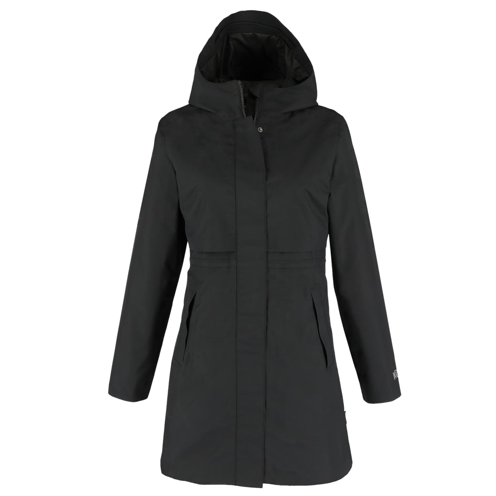 tentree Nimbus Long Waterproof Rain Jacket for Women Transfer - ten Meteorite Black - Front