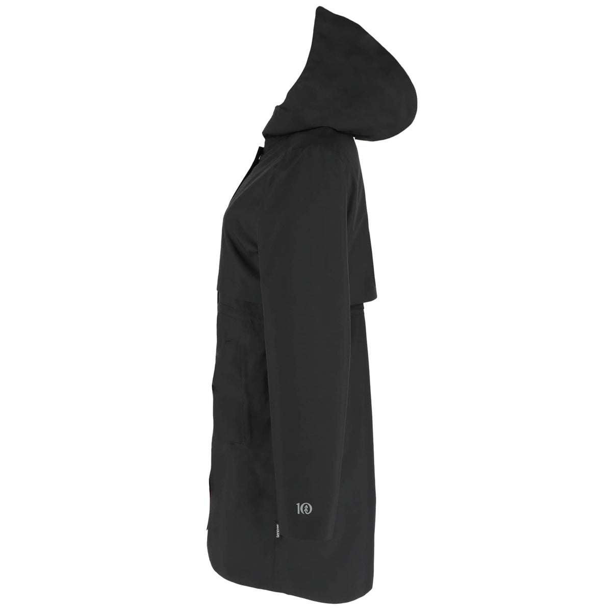 tentree Nimbus Long Waterproof Rain Jacket for Women Transfer - ten Meteorite Black - Left Side
