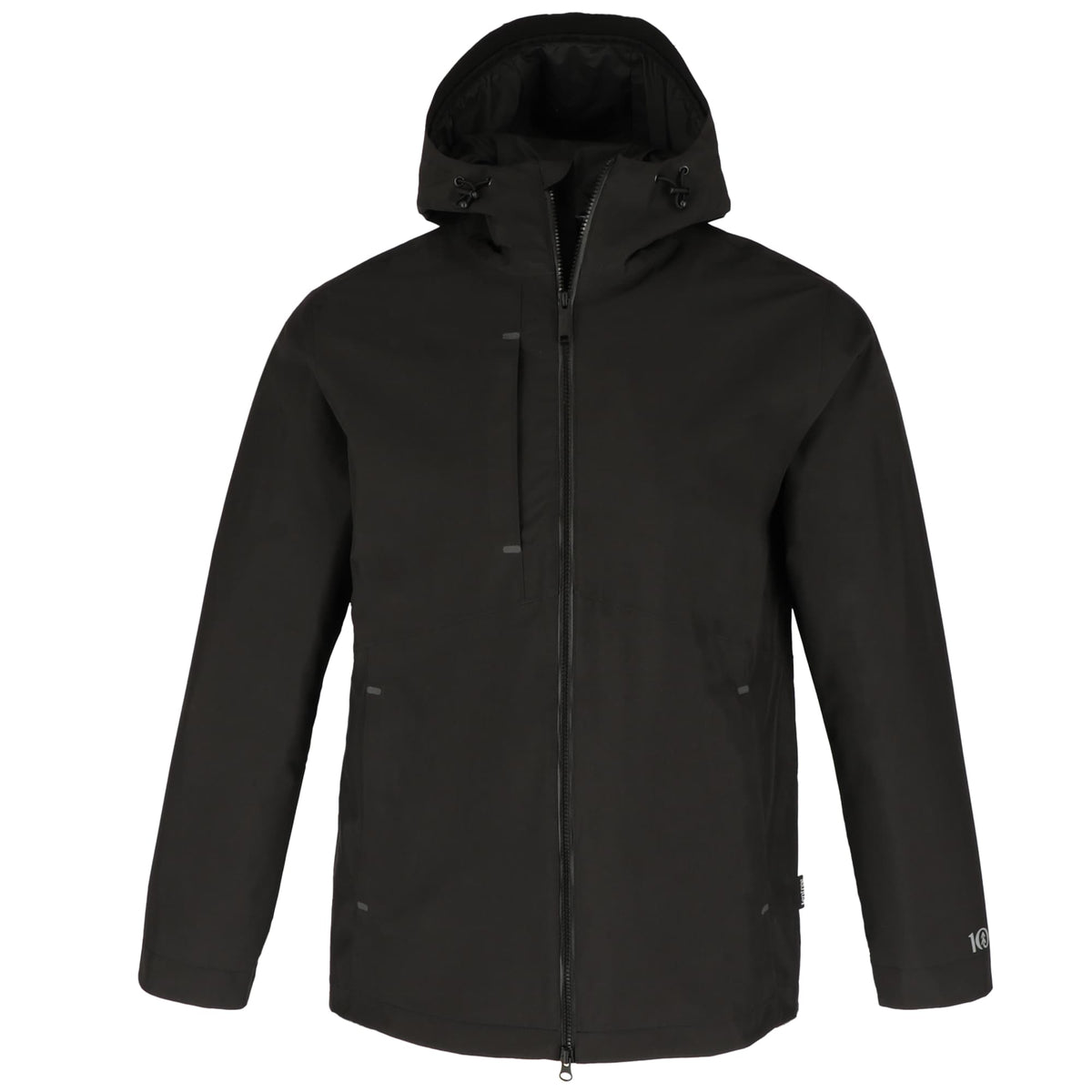 tentree Nimbus Waterproof Rain Jacket for Men Embroidery - ten Meteorite Black - Front
