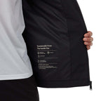tentree Nimbus Waterproof Rain Jacket for Men Transfer - ten Meteorite Black - Front Detail On Model