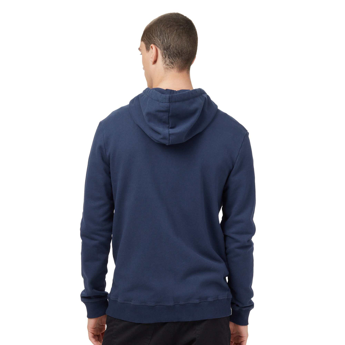 Tentree Organic Cotton Full Zip Hoodie for Men Embroidery - ten Dress Blue - On Model Back