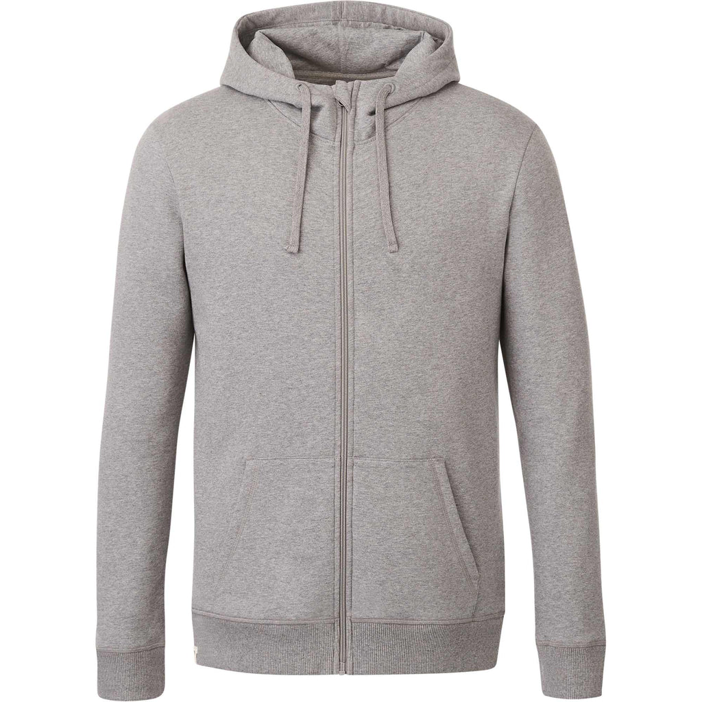 Tentree Organic Cotton Full Zip Hoodie for Men Embroidery - ten Heather Grey - Front