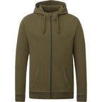 Tentree Organic Cotton Full Zip Hoodie for Men Embroidery - ten Olive Night Green - Front