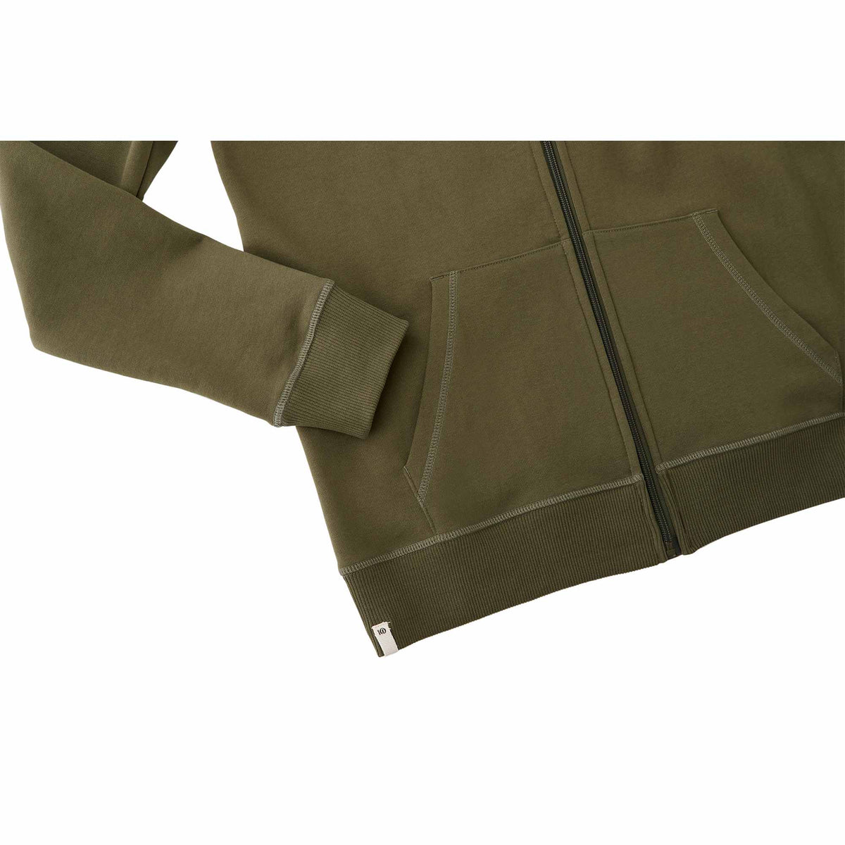 Tentree Organic Cotton Full Zip Hoodie for Men Transfer - ten Olive Night Green - Detail 3