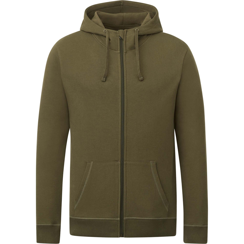 Tentree Organic Cotton Full Zip Hoodie for Men Transfer - ten Olive Night Green - Front