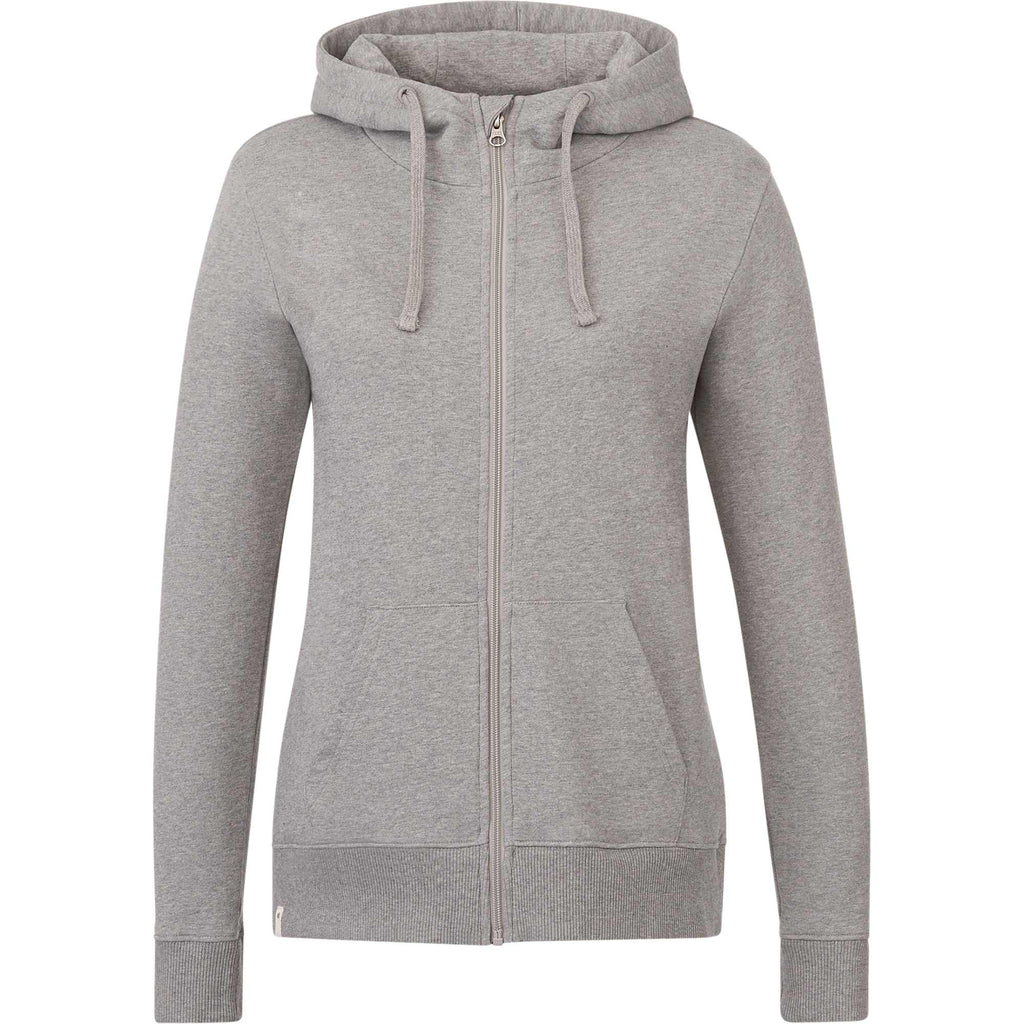 Tentree Organic Cotton Full Zip Hoodie for Women Embroidery - ten Heather Grey - Front