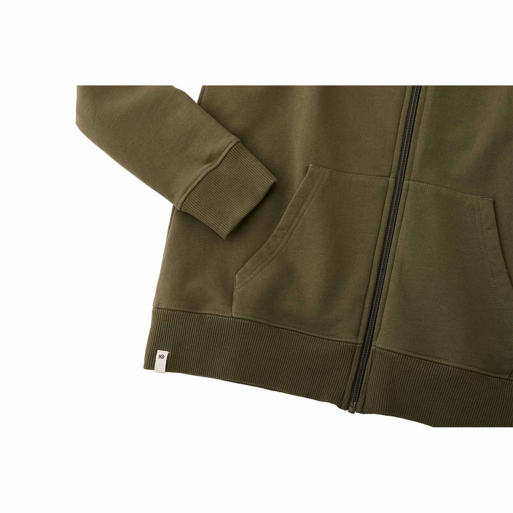 Tentree Organic Cotton Full Zip Hoodie for Women Embroidery - ten Olive Night Green - Detail 2