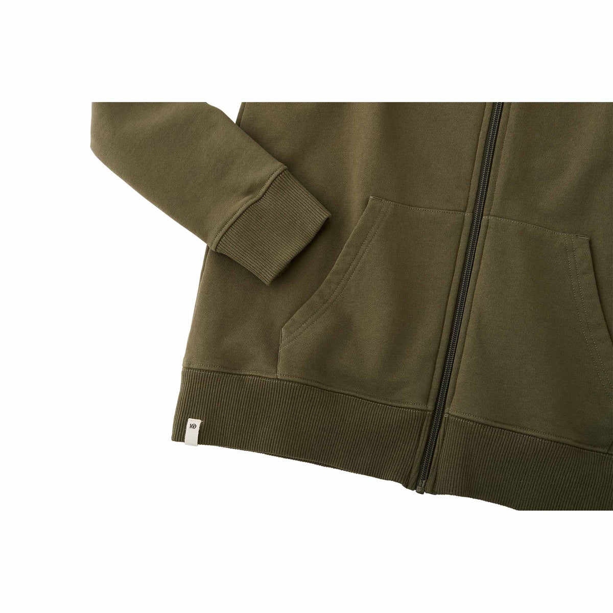 Tentree Organic Cotton Full Zip Hoodie for Women Embroidery - ten Olive Night Green - Detail 2