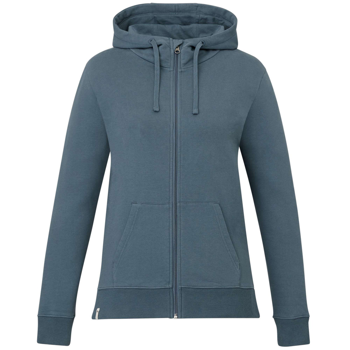 Tentree Organic Cotton Full Zip Hoodie for Women Embroidery - ten Vintage Blue - Front