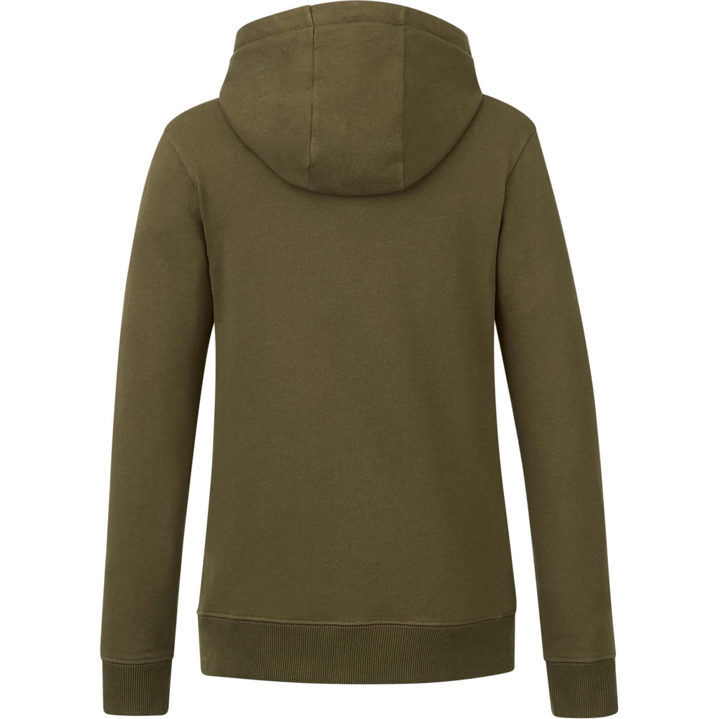 Tentree Organic Cotton Full Zip Hoodie for Women Transfer - ten Olive Night Green - Back