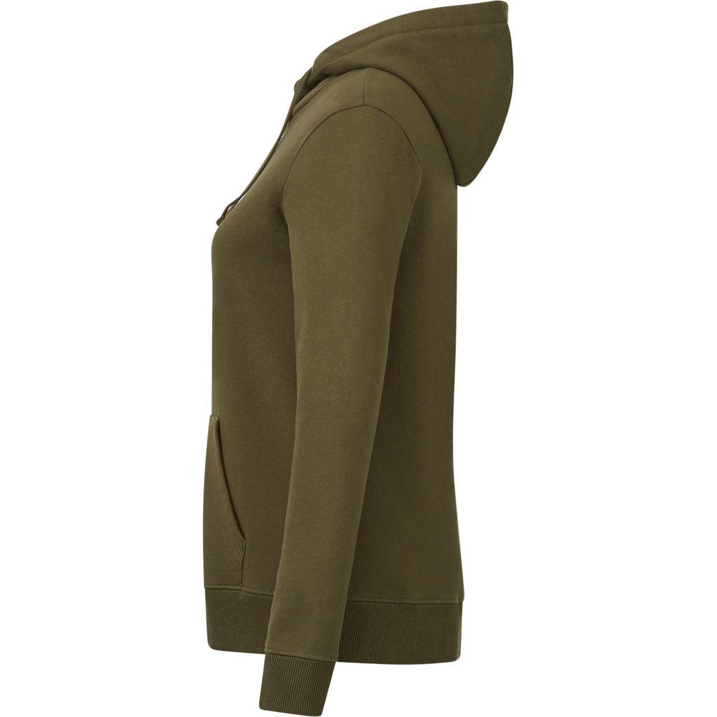 Tentree Organic Cotton Full Zip Hoodie for Women Transfer - ten Olive Night Green - Left Side