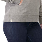 Tentree Organic Cotton Pullover Hoodie for Women Embroidery - ten Heather Grey - Right Angle On Model