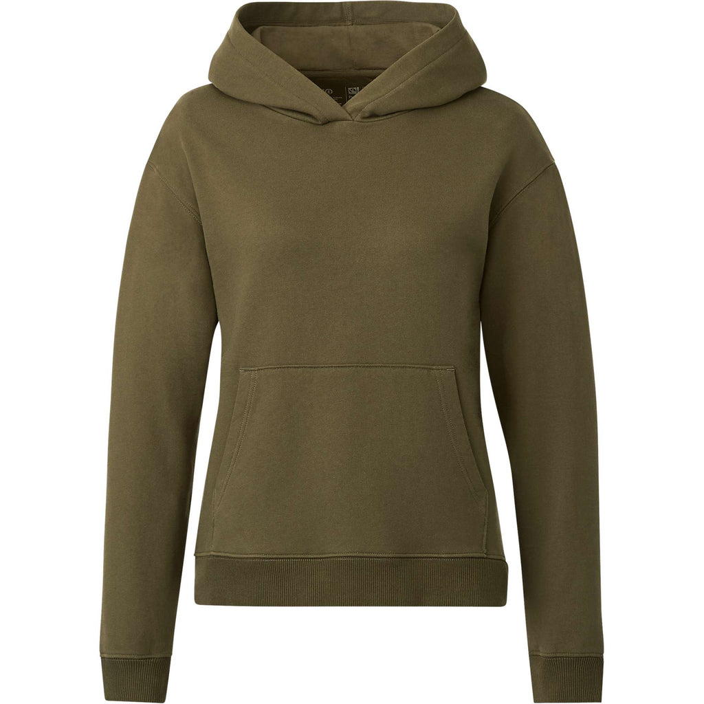 Tentree Organic Cotton Pullover Hoodie for Women Embroidery - ten Olive Night Green - Front