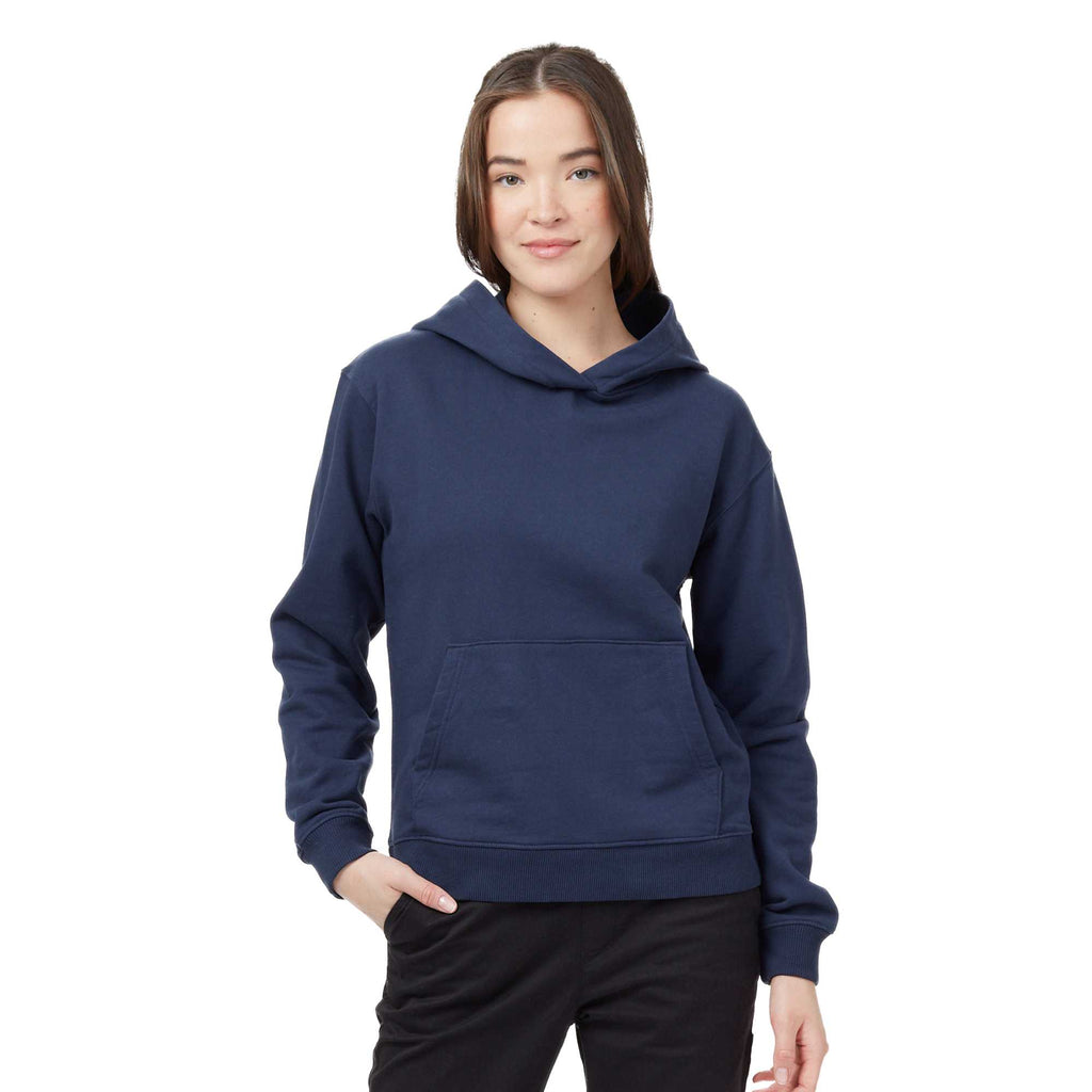 Tentree Organic Cotton Pullover Hoodie for Women Transfer - ten Dress Blue - On Model Front