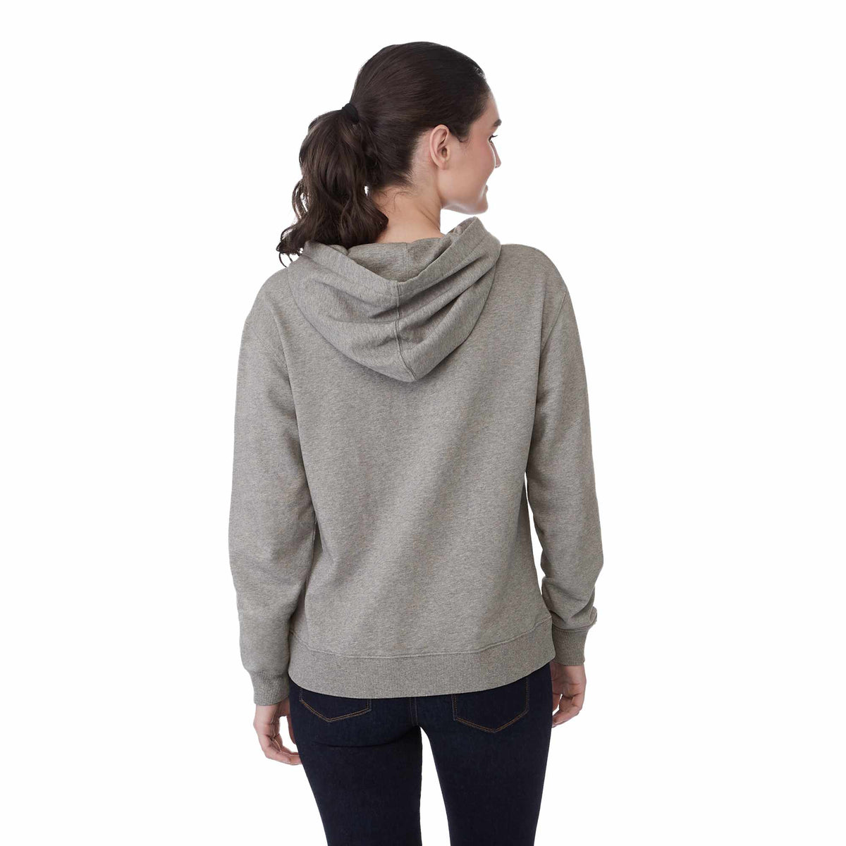 Tentree Organic Cotton Pullover Hoodie for Women Transfer - ten Heather Grey - Back On Model