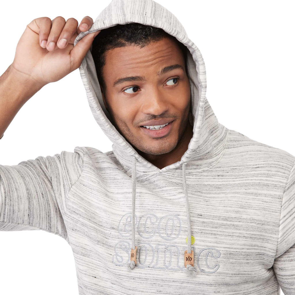 Tentree Space Dye Fleece Hoodie for Men Embroidery - ten Hi Rise Grey Space Dye - Front On Model