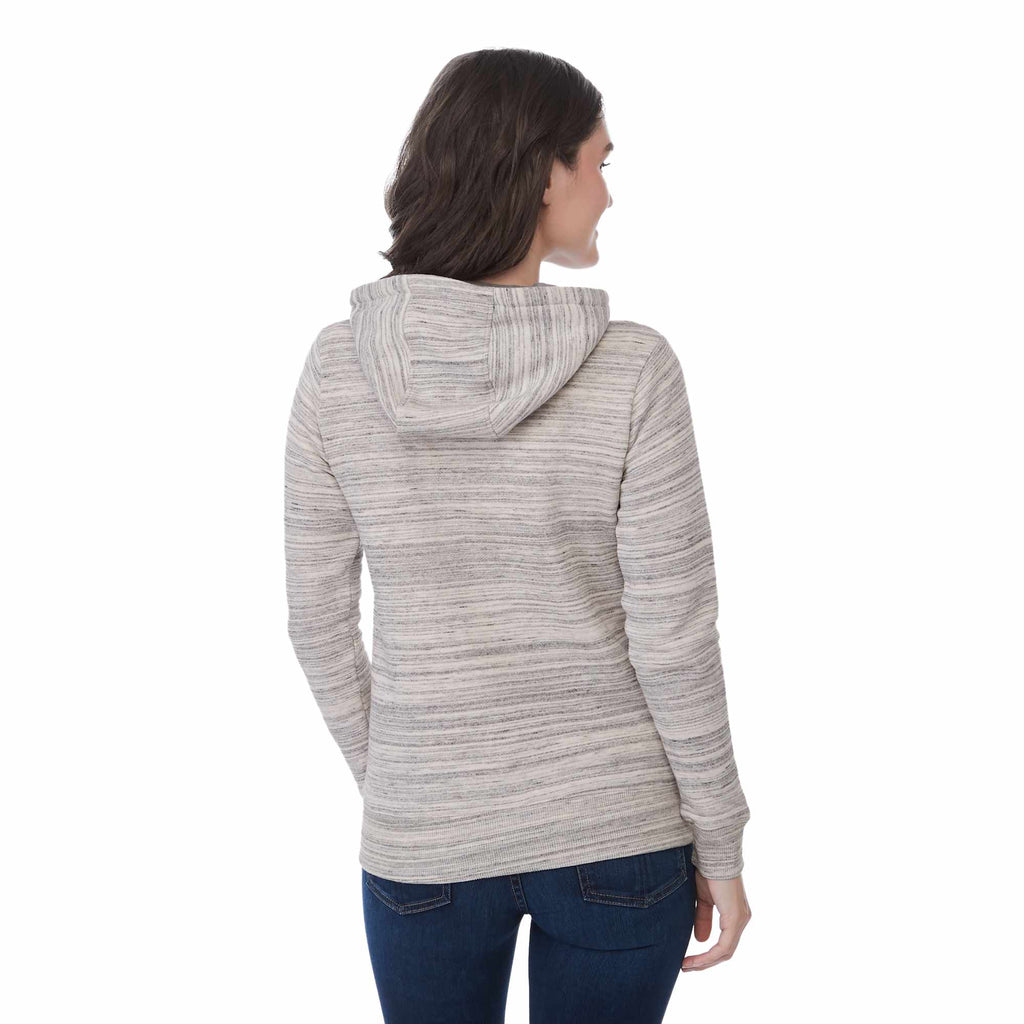Tentree Space Dye Full Zip Fleece Hoodie for Women Transfer - ten Hi Rise Grey Space Dye - Back On Model