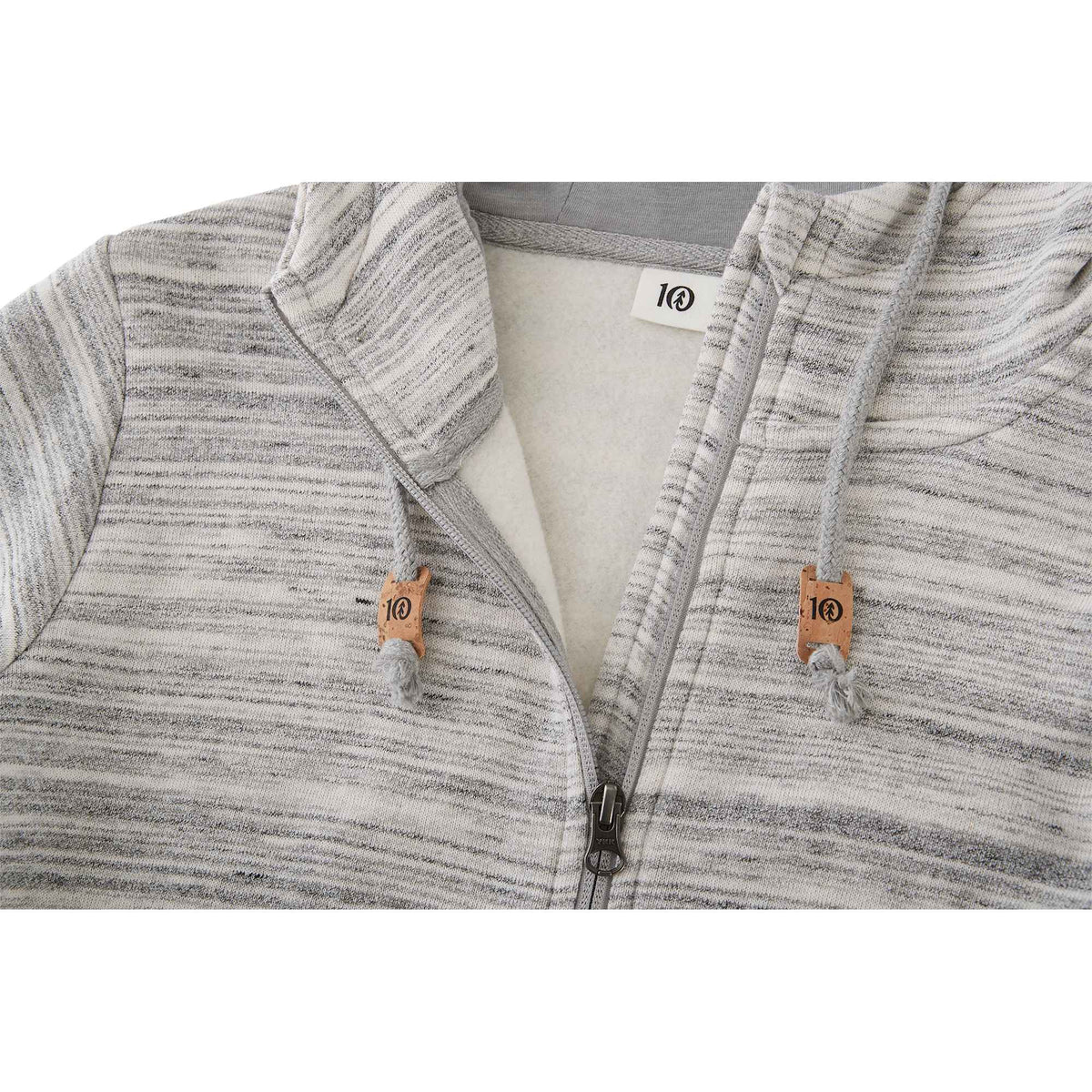 Tentree Space Dye Full Zip Fleece Hoodie for Women Transfer - ten Hi Rise Grey Space Dye - Detail 4