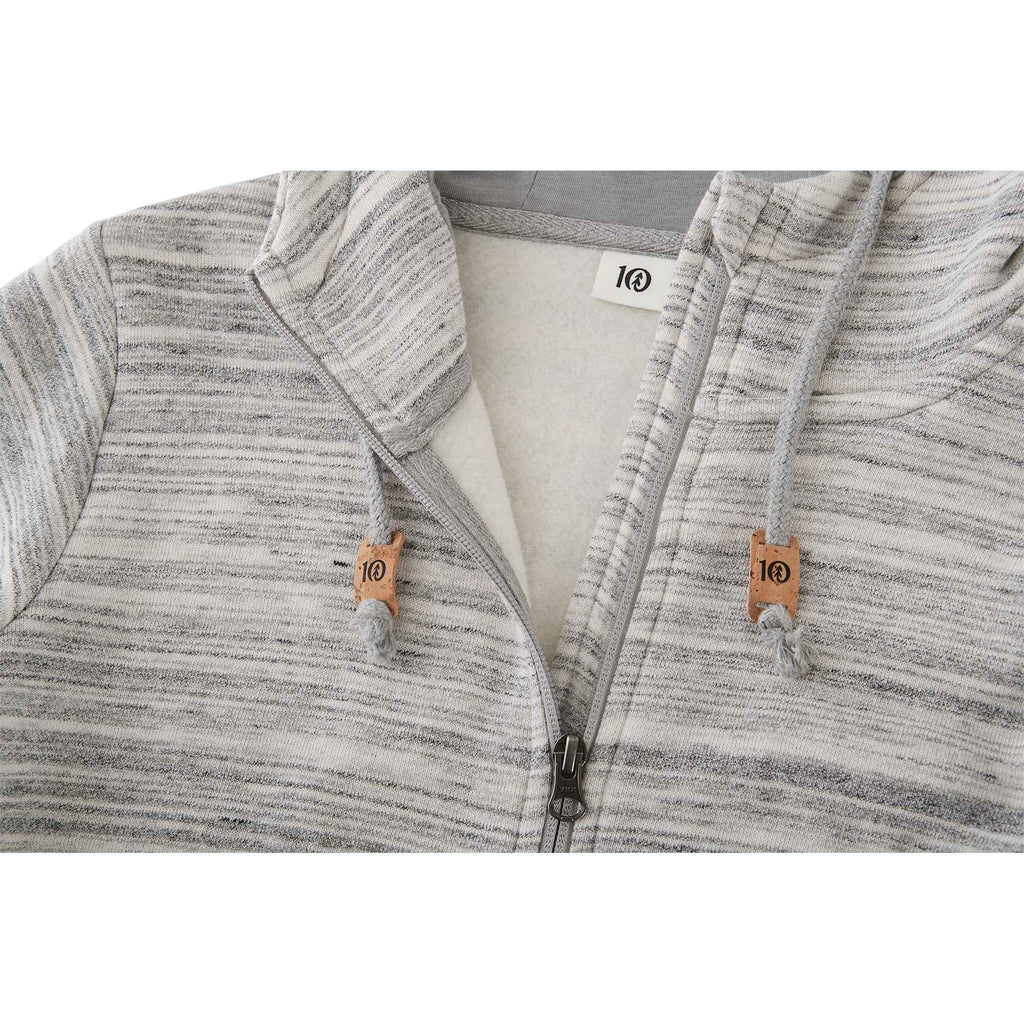 Tentree Space Dye Full Zip Fleece Hoodie for Women Transfer - ten Hi Rise Grey Space Dye - Detail 8