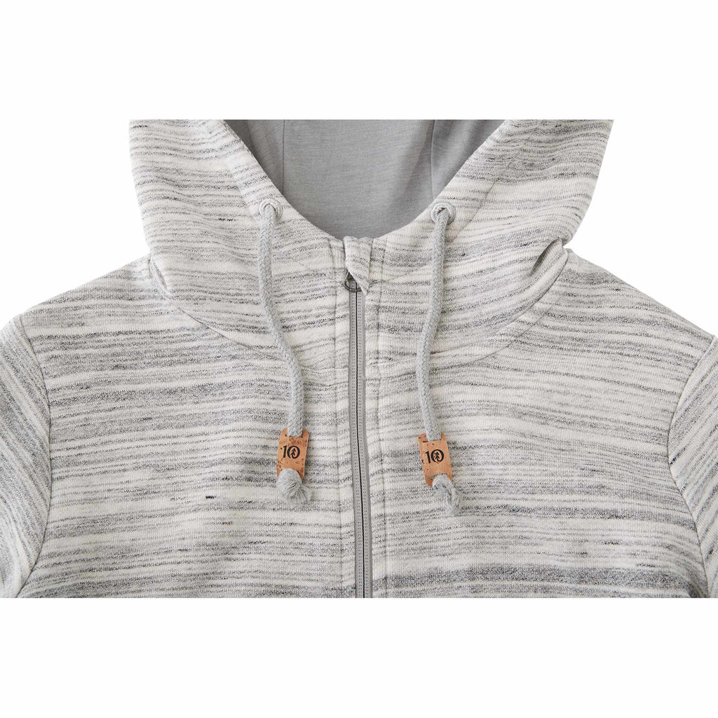 Tentree Space Dye Full Zip Fleece Hoodie for Women Transfer - ten Hi Rise Grey Space Dye - Detail