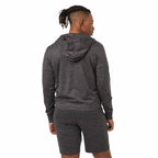 Tentree Stretch Knit Full Zip Hoodie for Men Embroidery - ten Granite Grey Space Dye - Back On Model