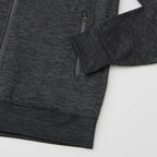 Tentree Stretch Knit Full Zip Hoodie for Men Embroidery - ten Granite Grey Space Dye - Detail Hem