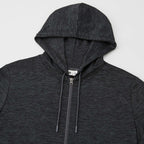 Tentree Stretch Knit Full Zip Hoodie for Men Embroidery - ten Granite Grey Space Dye - Detail Hood