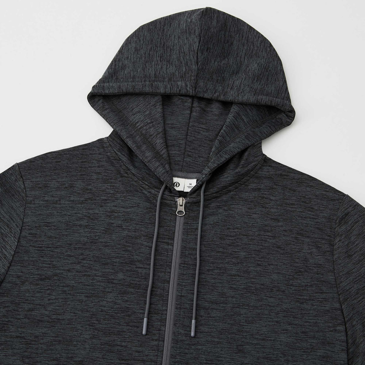 Tentree Stretch Knit Full Zip Hoodie for Men Embroidery - ten Granite Grey Space Dye - Detail Hood