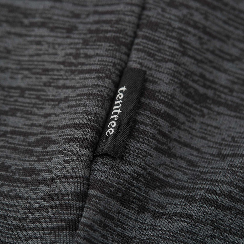 Tentree Stretch Knit Full Zip Hoodie for Men Embroidery - ten Granite Grey Space Dye - Detail Label
