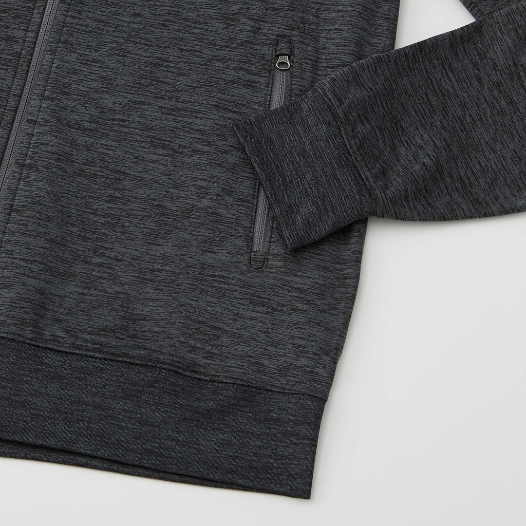 Tentree Stretch Knit Full Zip Hoodie for Men Transfer - ten Granite Grey Space Dye - Detail Hem