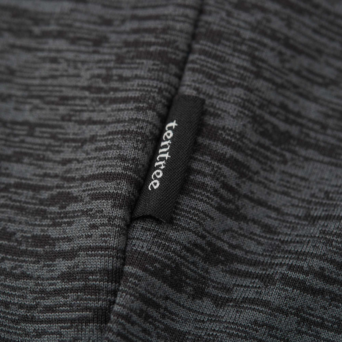Tentree Stretch Knit Full Zip Hoodie for Men Transfer - ten Granite Grey Space Dye - Detail Label