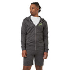 Tentree Stretch Knit Full Zip Hoodie for Men Transfer - ten Granite Grey Space Dye - Front On Model