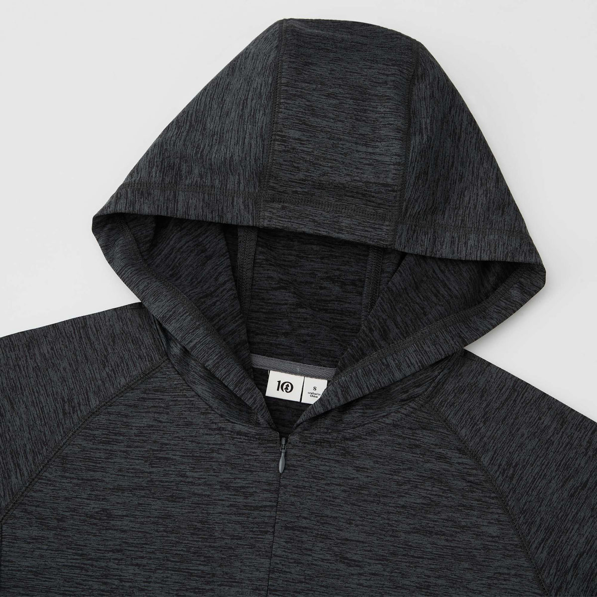 Tentree Stretch Knit Quarter Zip Hoodie for Women Transfer - ten Granite Grey Space Dye - Detail Hood