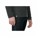 tentree TreeBlend Henley with Long Sleeves for Men Embroidery - ten Meteorite Black Heather - Right Side On Model