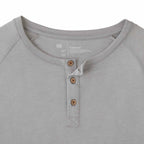 tentree TreeBlend Henley with Long Sleeves for Men Transfer - ten Hi Rise Grey Heather - Collar Detail