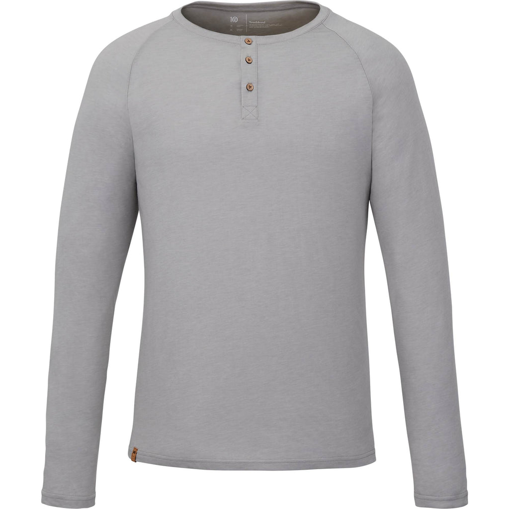 tentree TreeBlend Henley with Long Sleeves for Men Transfer - ten Hi Rise Grey Heather - Front