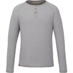 tentree TreeBlend Henley with Long Sleeves for Men Transfer - ten Hi Rise Grey Heather - Front