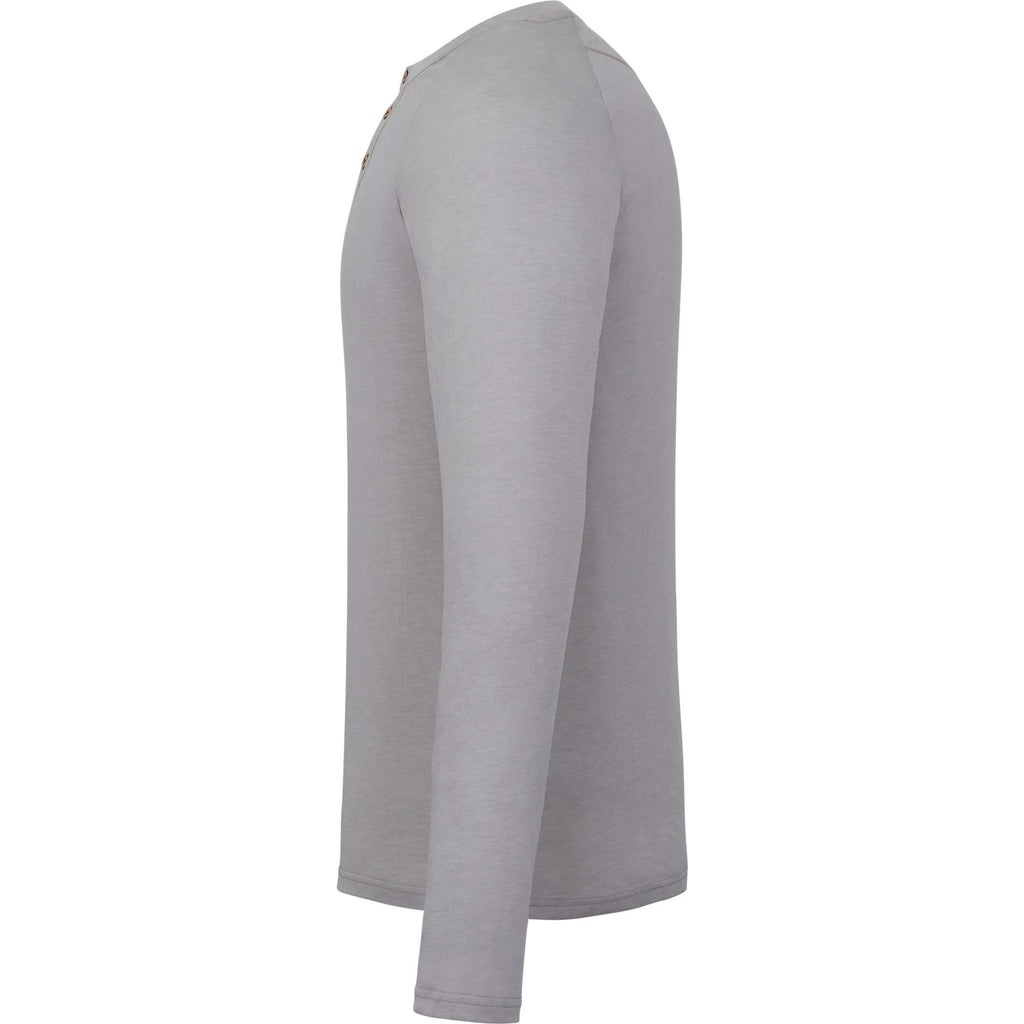 tentree TreeBlend Henley with Long Sleeves for Men Transfer - ten Hi Rise Grey Heather - Left Side