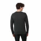 tentree TreeBlend Henley with Long Sleeves for Men Transfer - ten Meteorite Black Heather - Back On Model