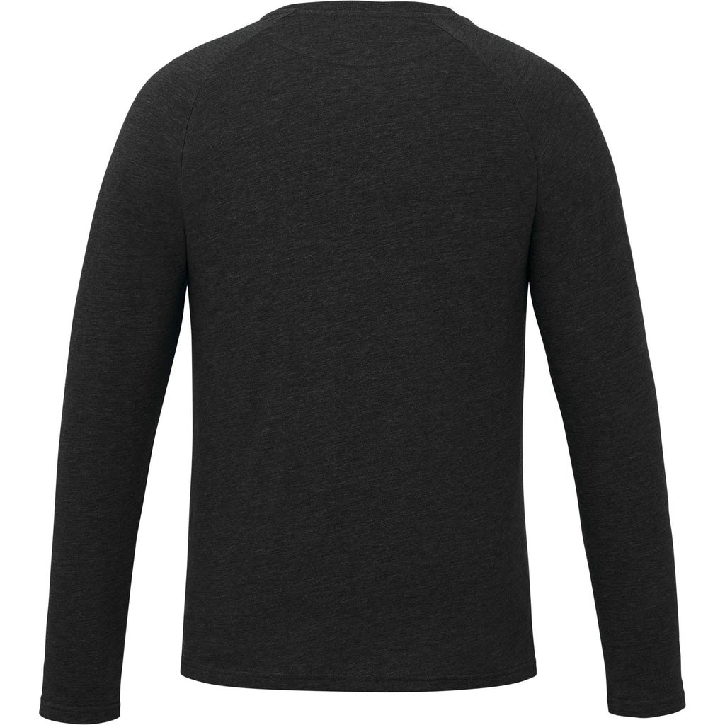 tentree TreeBlend Henley with Long Sleeves for Men Transfer - ten Meteorite Black Heather - Back