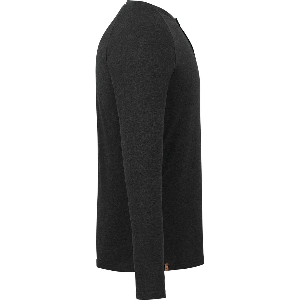 tentree TreeBlend Henley with Long Sleeves for Men Transfer - ten Meteorite Black Heather - Right Side