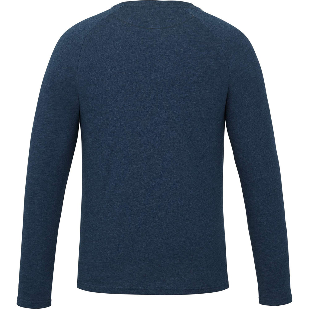 tentree TreeBlend Henley with Long Sleeves for Men Transfer - ten Moonlit Ocean Heather - Back