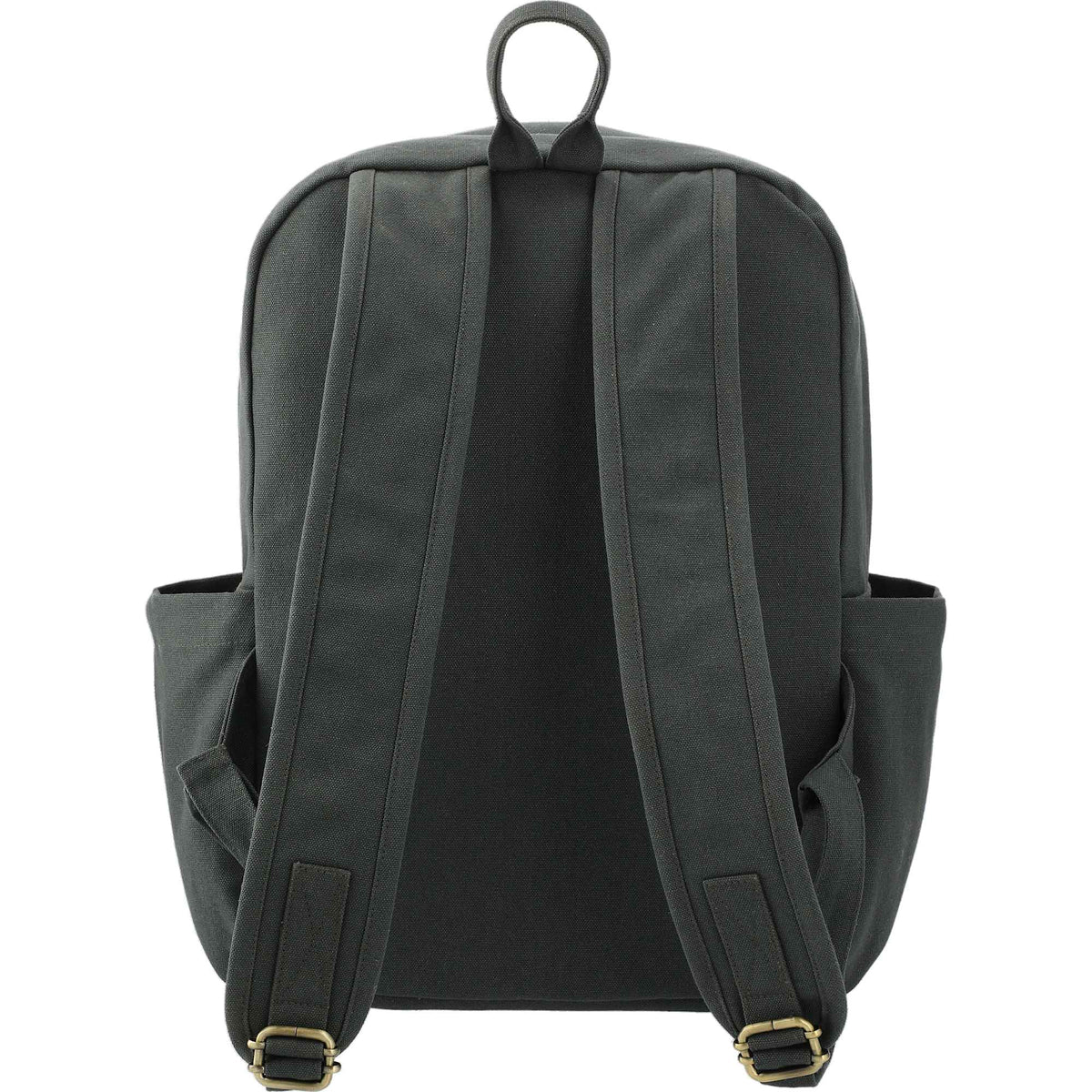 Terra Thread Earth Backpack in Fairtrade Organic Cotton, 15 Inch Embroidery - Charcoal - Back